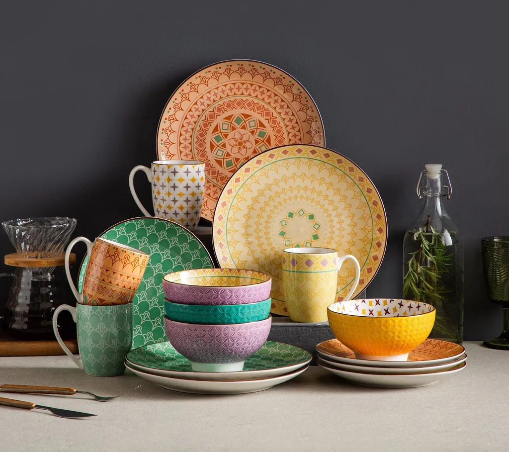 Vancasso Tafelservice Porzellan, Tulip Elegantes Geschirrset, 48 Teilig Kombiservice Mit Speiseteller, Dessertteller, Müslischalen Und Kaffeebecher Für 12 Personen – Bild 10