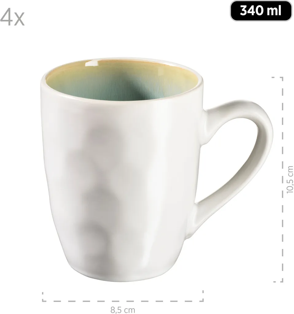 Mäser 931975 Kombiservice Frozen Für 4 Personen, Steinzeug, Grün (1 Set, 16-teilig) – Bild 2