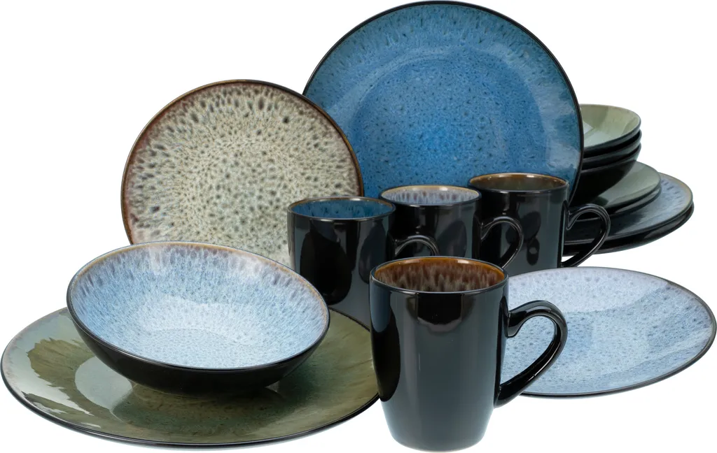 CreaTable 23629 Kombiservice Bali Für 4 Personen, Steinzeug, Mehrfarbig (1 Set, 16-teilig) – Bild 6