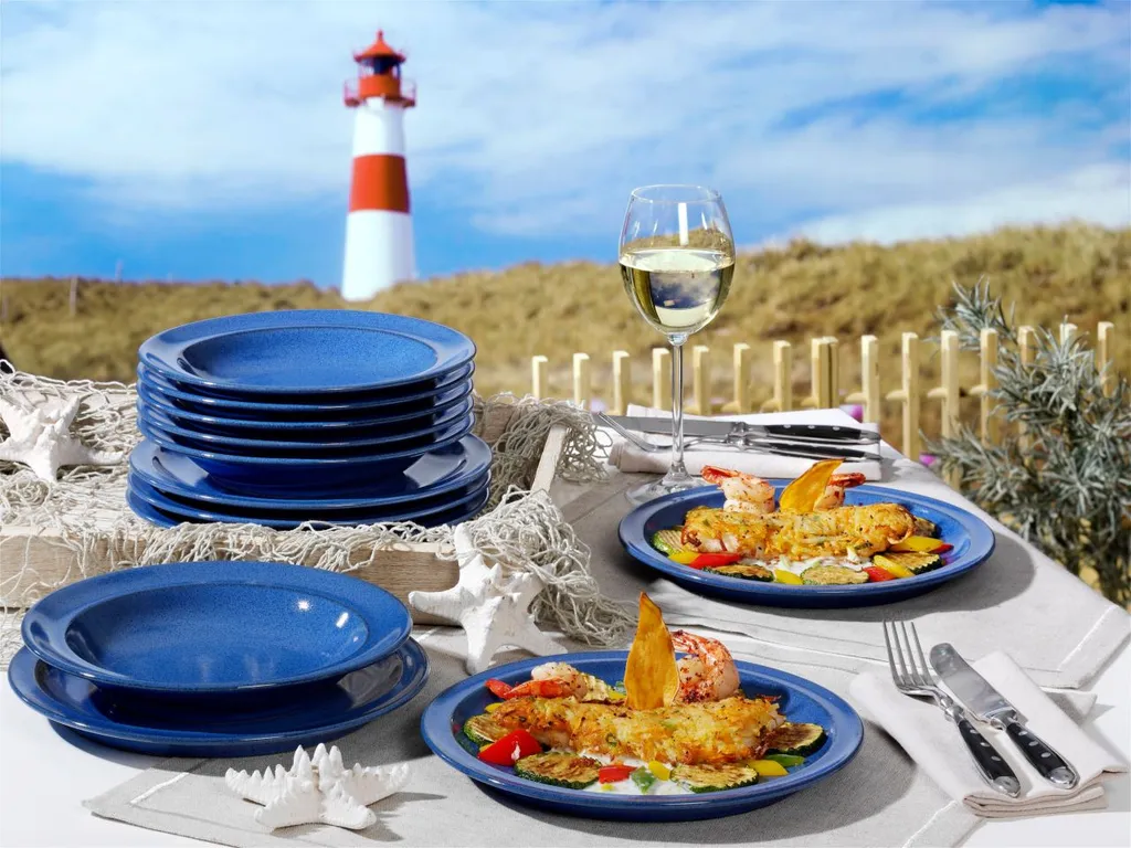 Friesland Ammerland Blue Tafel-Set 12 Tlg Speiseteller + Suppenteller – Bild 4