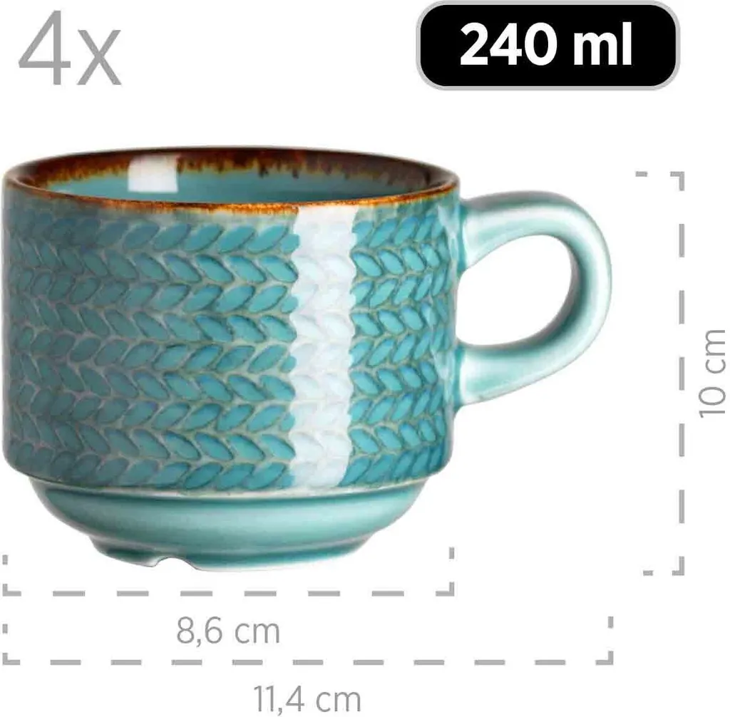 Mäser 931942 Kaffeeservice Prospero Für 6 Personen, Porzellan, Blau (1 Set, 12-teilig) – Bild 5