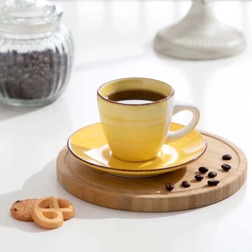 Kaffeeservice Steinzeug, Vancasso BONITA 12 Teiliges Kaffeeset, Cappuccino Tassenset Für 6 Personen, Tassen Und Untertassen – Bild 7