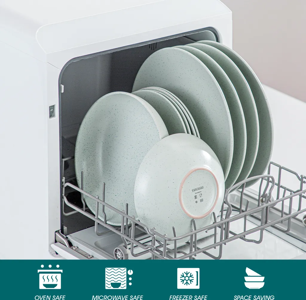 Tafelservice Steingut, Vancasso SABINE 32-teiliges Geschirrset, Modernes Kombiservice Für 8 Personen, Sesam Design – Bild 3