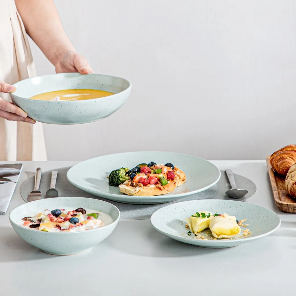 Tafelservice Steingut, Vancasso SABINE 32-teiliges Geschirrset, Modernes Kombiservice Für 8 Personen, Sesam Design – Bild 6