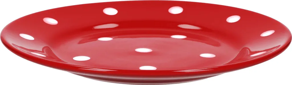 Emily 18tlg Frühstücksset 6 Personen Rot Weiße Punkte Teller Kaffeebecher Schalen Geschirrset – Bild 3