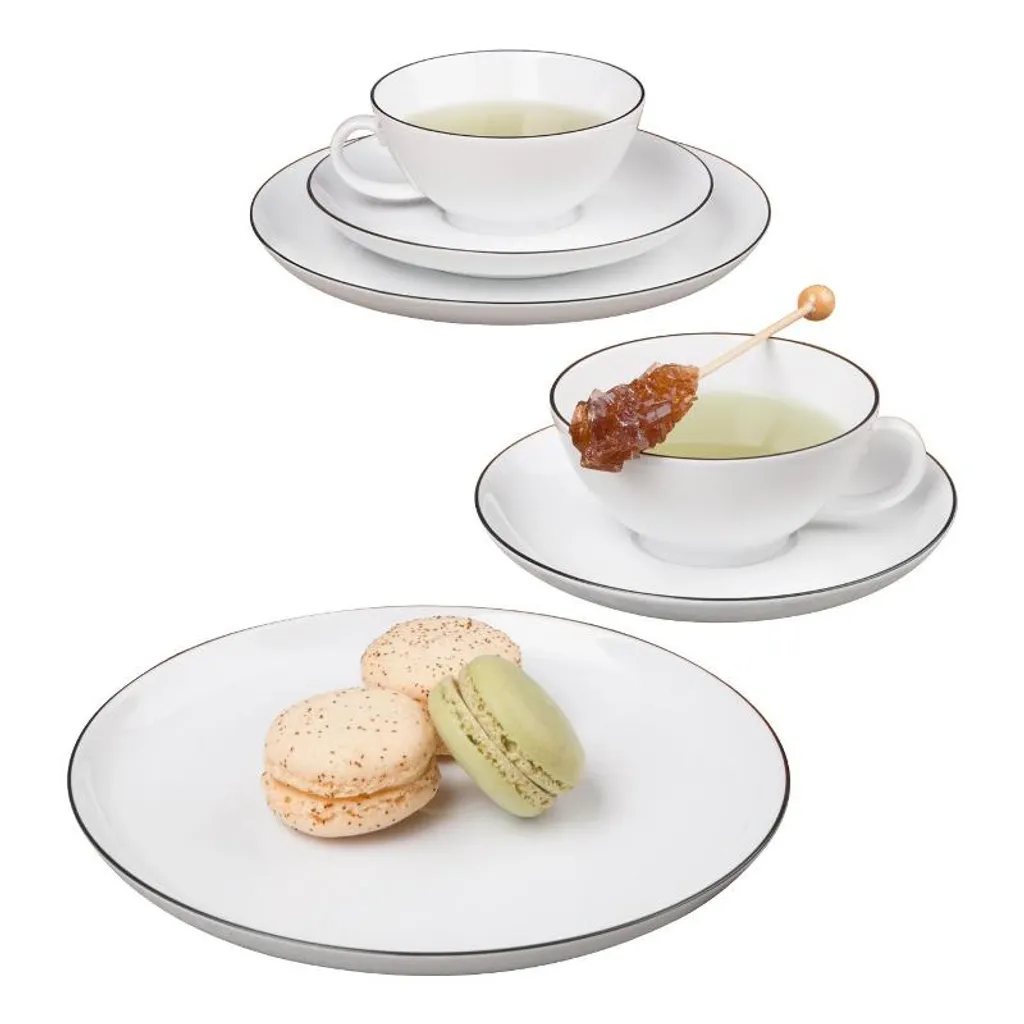 Seltmann Weiden Teeservice Lido Schwarz Mit Farbrand Zeitlos – Bild 2