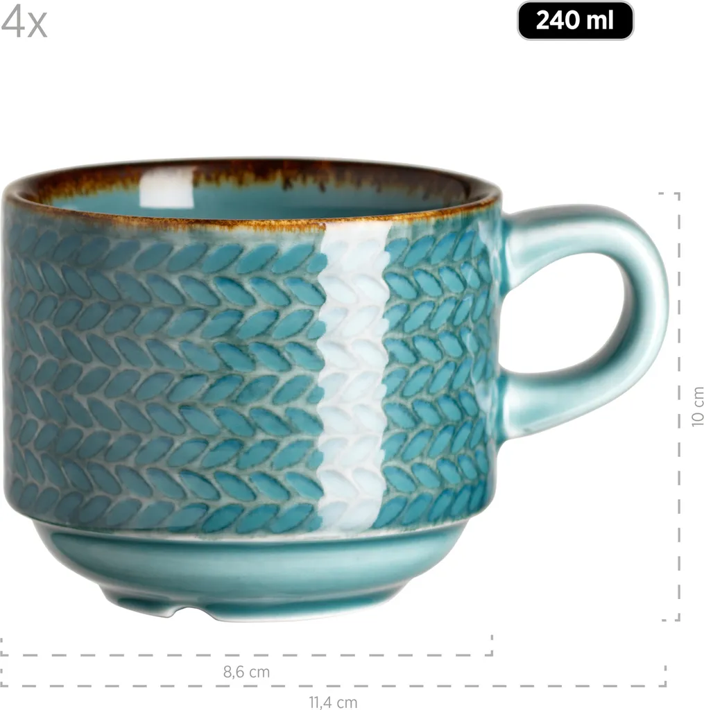 Mäser 931942 Kaffeeservice Prospero Für 6 Personen, Porzellan, Blau (1 Set, 12-teilig) – Bild 2