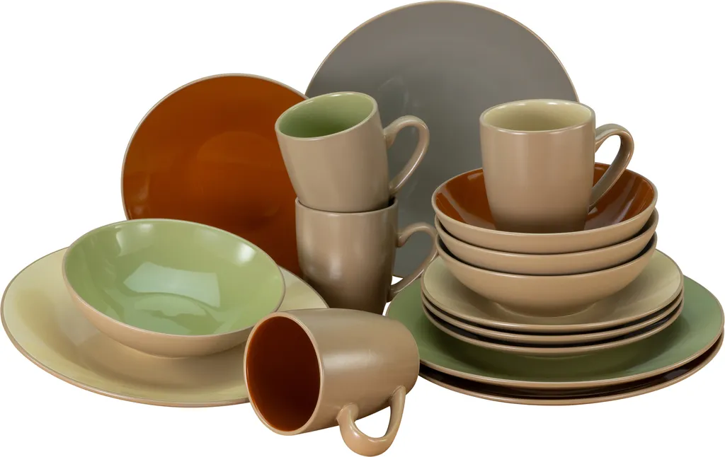 CreaTable 22563 Kombiservice Urban Jungle Für 4 Personen, Steinzeug, Mehrfarbig (1 Set, 16-teilig)