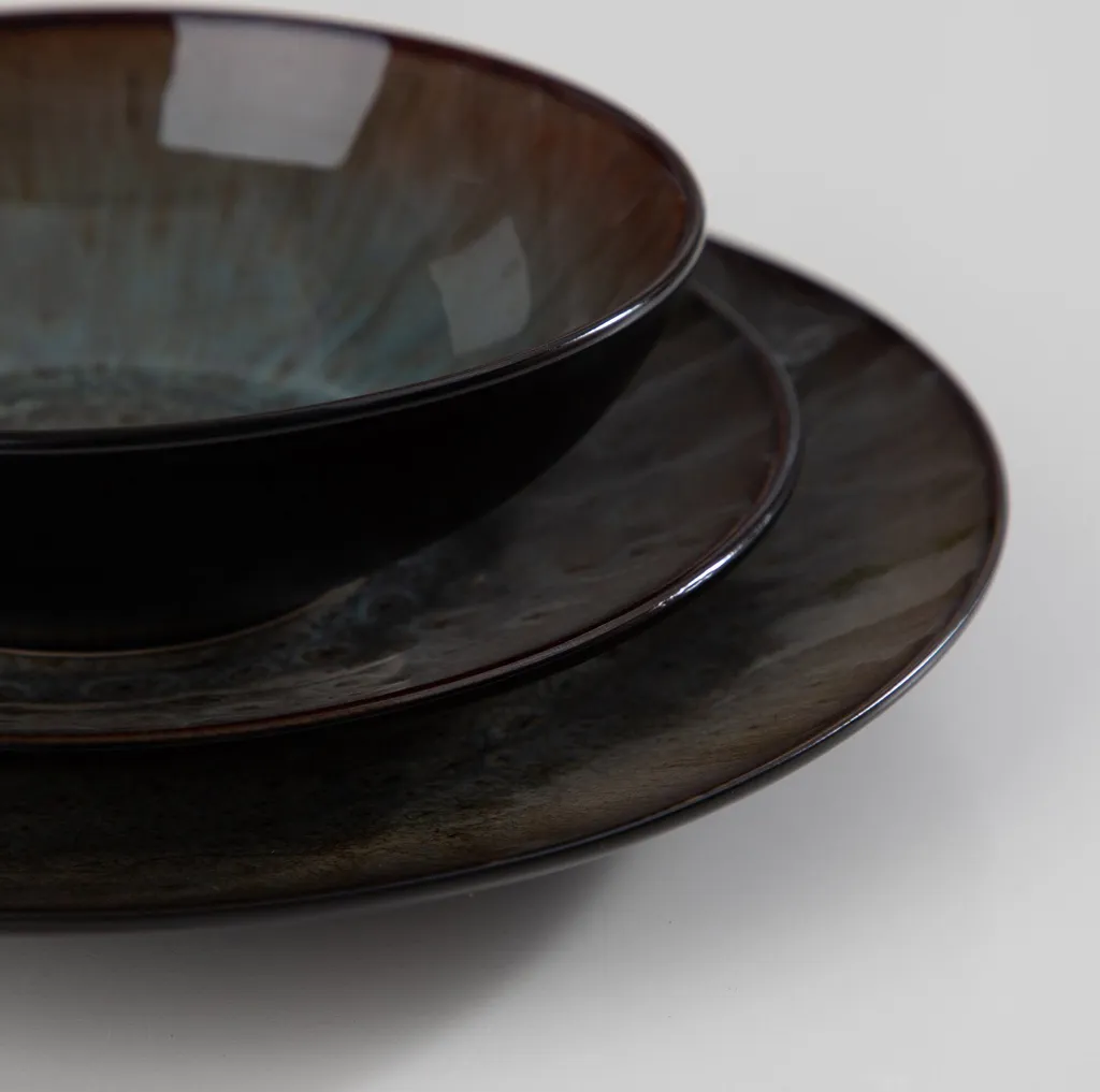 Tafelservice Steinzeug, Vancasso 16-St BUBBLE Kombiservice, Geschirrset Mit Müslischalen, Kaffeetassen, Dessertteller Und Speiseteller Für 4 Personen, Vintage – Bild 3