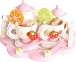 Kinder Teeservice Set Holz Zubehör Für Die Kinderküche, 16-tlg. Ab 3 Jahre Rollenspiele Für Mädchen Und Jungs 9418