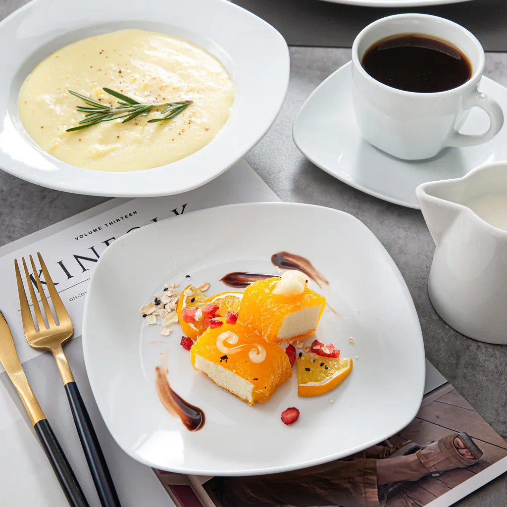 MALACASA, Serie Elisa, 50-teilig Tafelservice Aus Porzellan Für 6 Personen, Kombiservice Frühstückservice Kaffeeservice Mit Eierbecher, Kaffeetassen, Untertassen, Müslischalen, Dessertteller – Bild 6