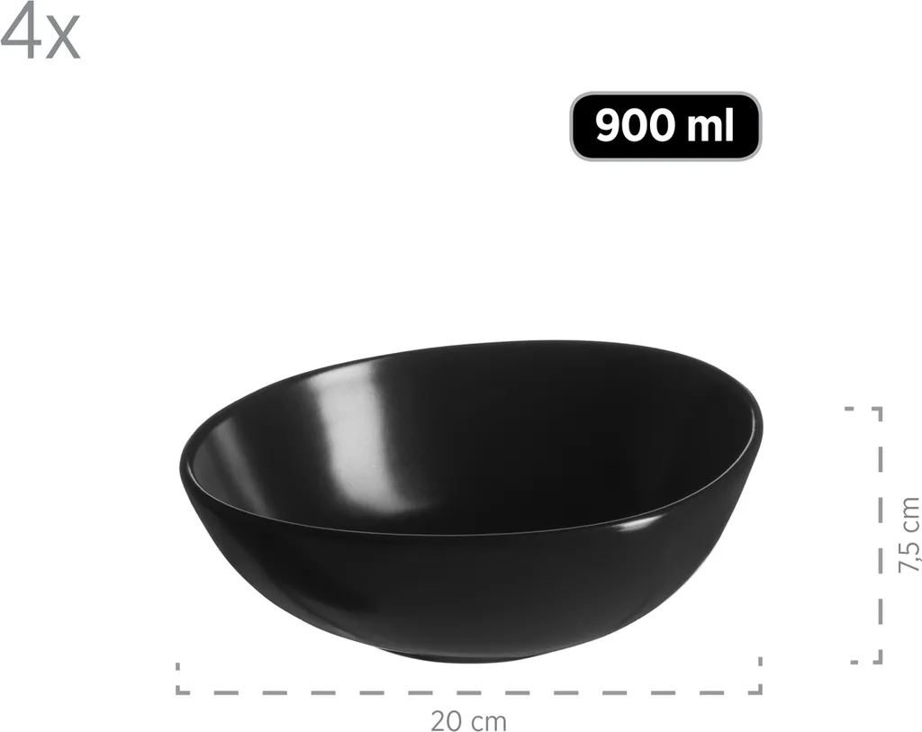 Mäser 931730 Kombiservice Glendale Für 4 Personen, Steinzeug, Schwarz (1 Set, 16-teilig) – Bild 5