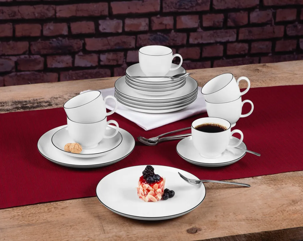 Seltmann Weiden Kaffeeservice Lido Schwarz Mit Farbrand Zeitlos – Bild 2