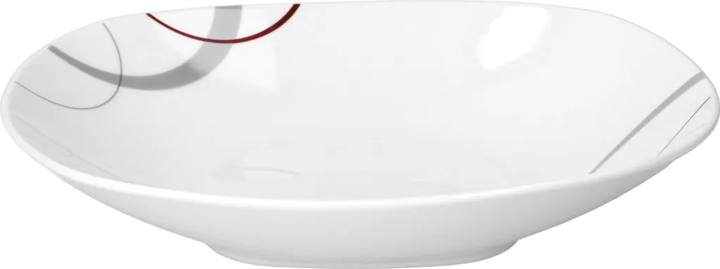 Tafelservice Palazzo 12tlg. - Weiß MitNachbildung-Kreisen In Grau Und Dunkelrot - Für 6 Personen – Bild 5