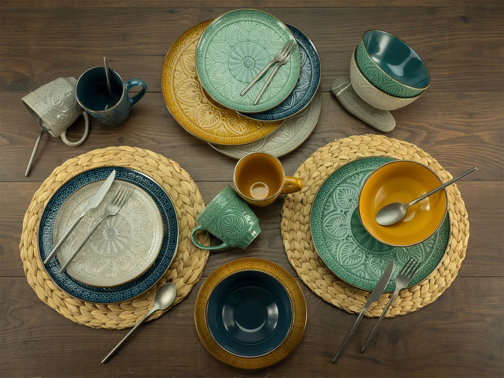 CreaTable 22561 Kombiservice Samarkand Für 4 Personen, Steinzeug, Mehrfarbig (1 Set, 16-teilig) – Bild 6