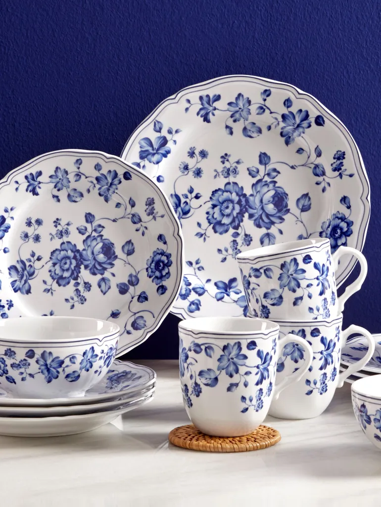 CreaTable 22543 Kombiservice Royal Blue Flower Für 4 Personen, Porzellan, Mehrfarbig (1 Set, 16-teilig) – Bild 2