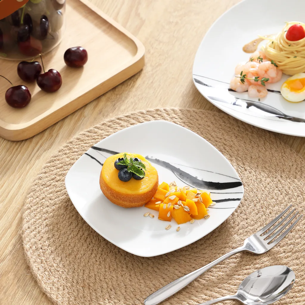 VEWEET Tafelservice 'Teresa' Aus Porzellan, 60-tlg Kombiservice Mit Kaffeetassen 175 Ml, Untertasse, Dessertteller, Speiseteller Und Suppenteller, Komplettservice Für 12 Personen – Bild 4