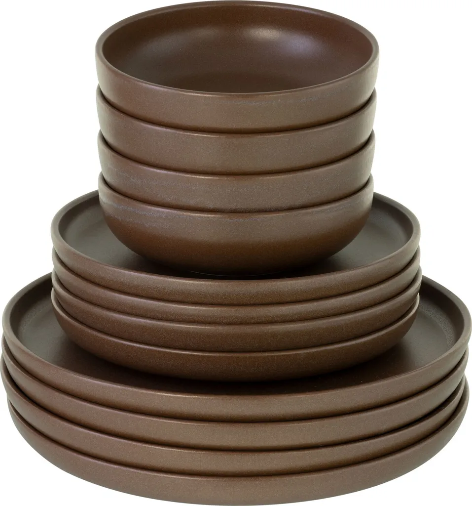 CreaTable, 23659, Serie Uno Braun, Geschirrset, Teller Set 12 Teilig, Farbe:Braun – Bild 2