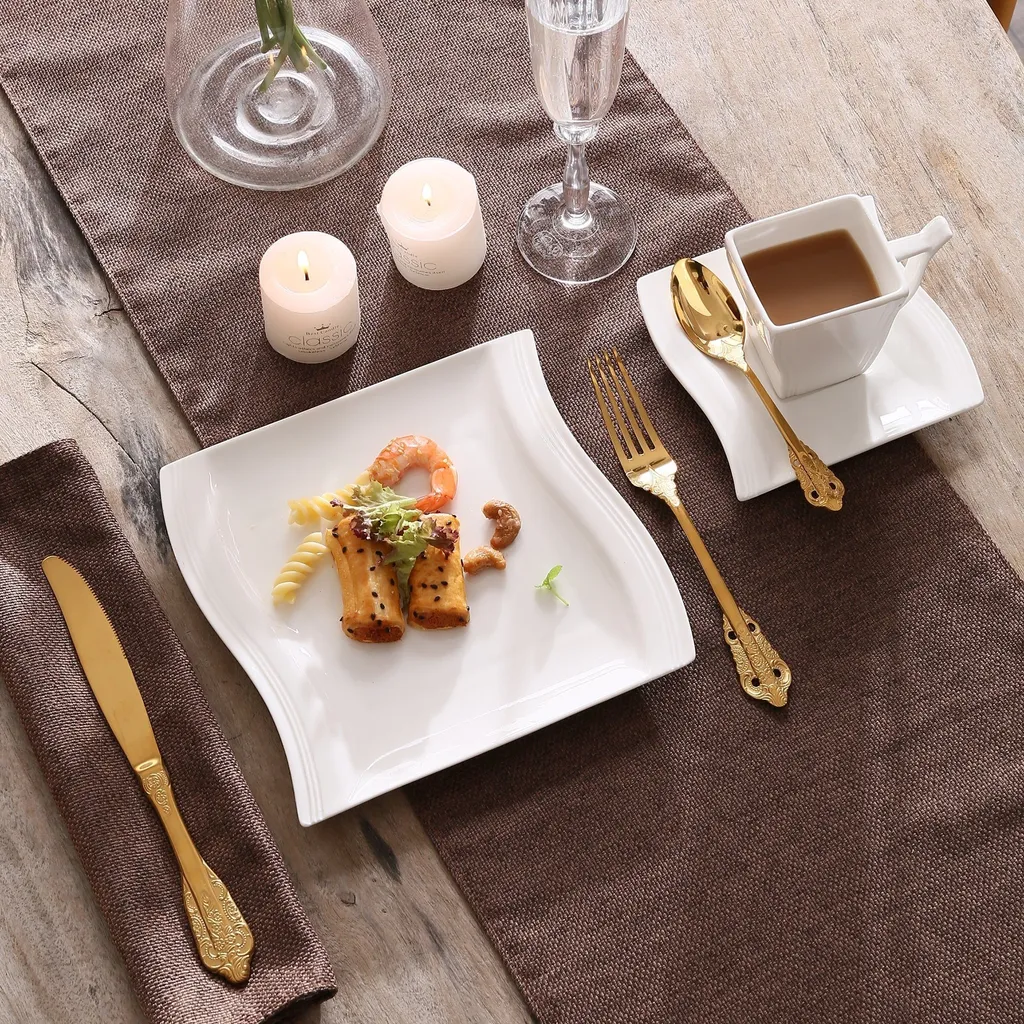 MALACASA, Serie Flora, 18 Tlg . Set Cremeweiß Porzellan Kaffeeservice Geschirrset Mit Je 6 Kuchenteller, 6 Tasse 220ml, 6 Untertasse Für 6 Personen – Bild 5