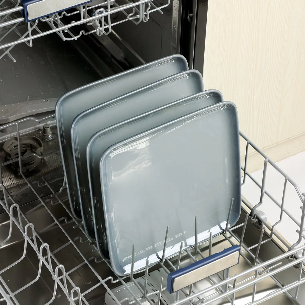 LOVECASA Tafelservice, 4-tlg Set Quadratische Speiseteller Aus Steingut, Flachteller, Frühstücksteller Für 4 Personen, Grau – Bild 9