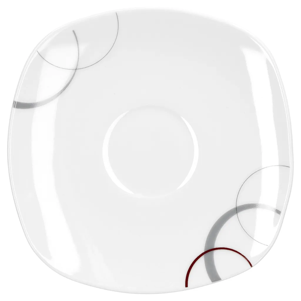 Kaffeeservice Palazzo 18tlg. - Weiß MitNachbildung-Kreisen In Grau Und Dunkelrot - Für 6 Personen – Bild 6