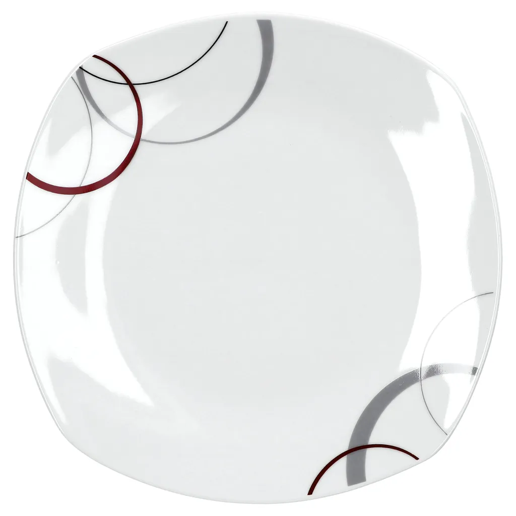Kaffeeservice Palazzo 18tlg. - Weiß MitNachbildung-Kreisen In Grau Und Dunkelrot - Für 6 Personen – Bild 2