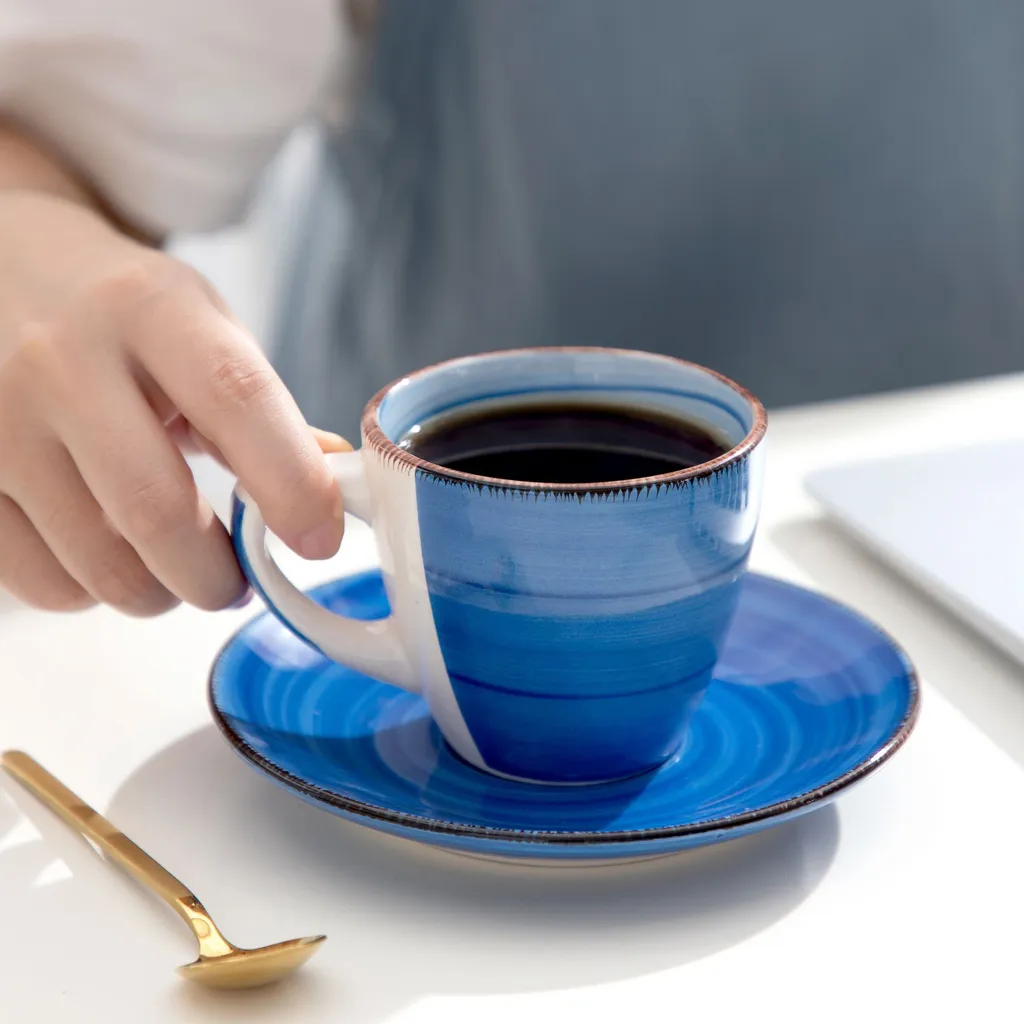 Kaffeeservice Steinzeug, Vancasso BONITA 12 Teiliges Kaffeeset, Cappuccino Tassenset Für 6 Personen, Tassen Und Untertassen – Bild 5