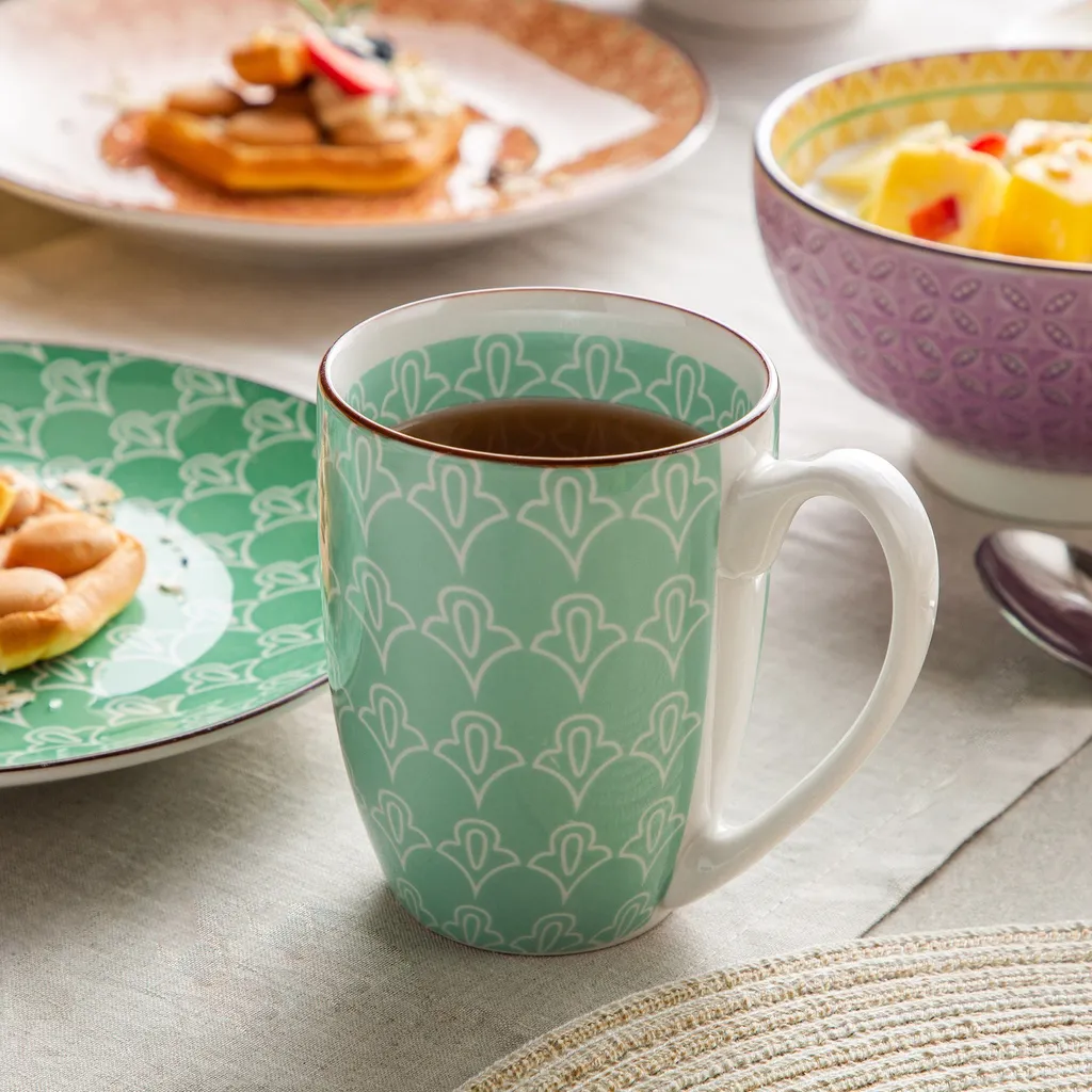 Vancasso Tafelservice Porzellan, Tulip Elegantes Geschirrset, 48 Teilig Kombiservice Mit Speiseteller, Dessertteller, Müslischalen Und Kaffeebecher Für 12 Personen – Bild 8