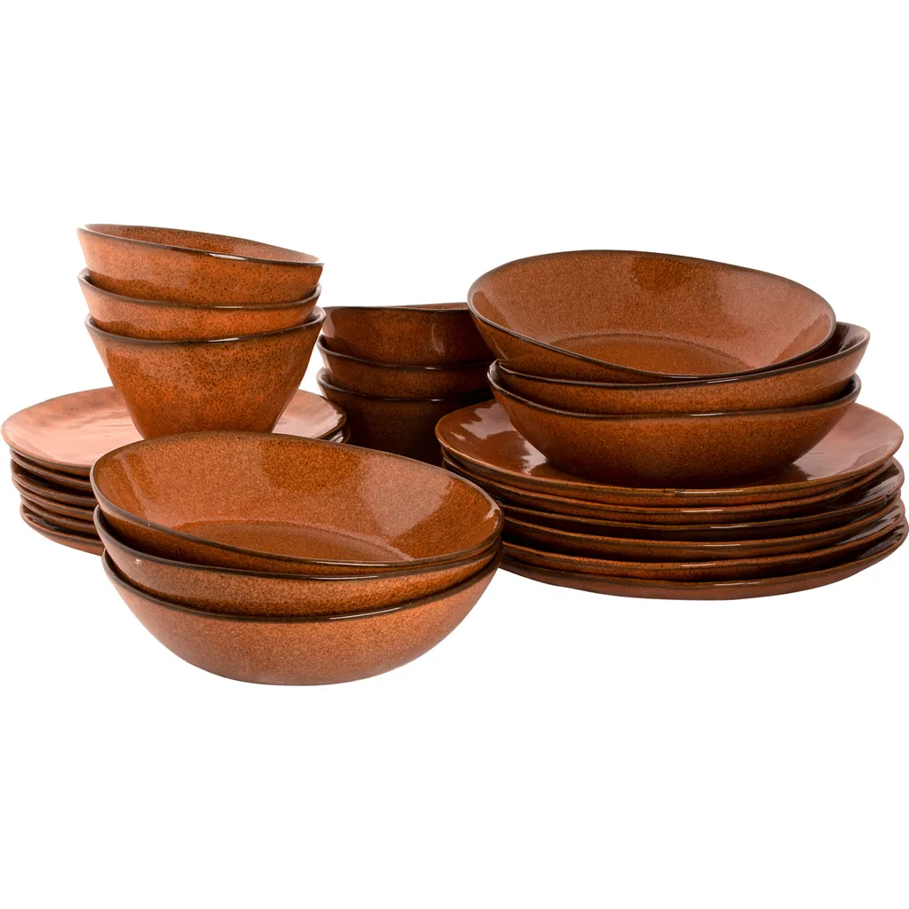 1 X Palmer Rustique Keramik Tafel Service Set 24 Tlg. 6 Pers. Rost