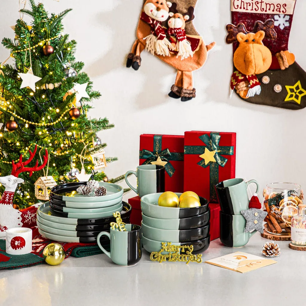 Vancasso Aria Tafelservice Für 8 Personen (32-teilig) Mit Tellern, Schalen Und Tassen, Schwarz Und Türkis – Bild 8