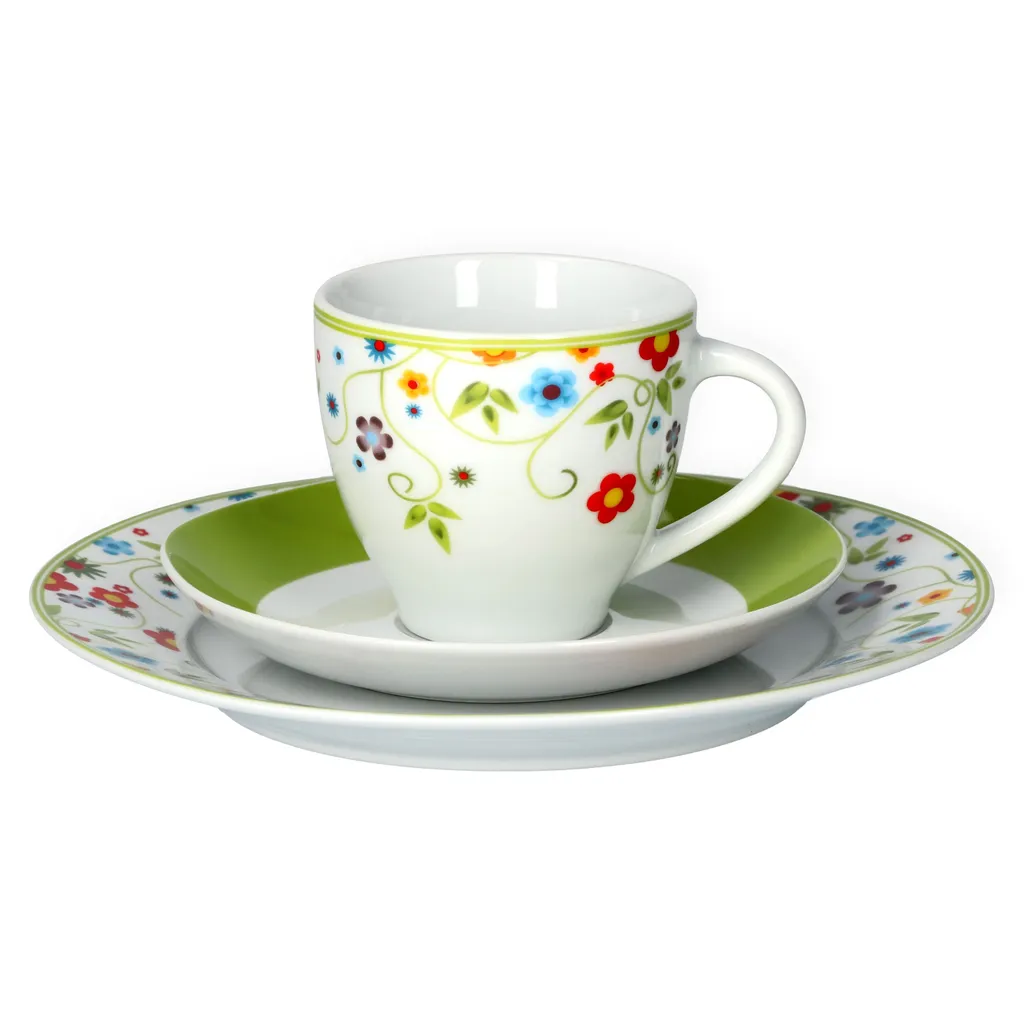 Van Well Kaffeeservice 18-tlg. Für 6 Personen Serie Vario Porzellan - Farbe Wählbar, Farbe:flowers