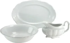 CreaTable 16029 Serviergeschirr Maria Theresia Für 1 Personen, Porzellan, Weiß (1 Set, 3-teilig)