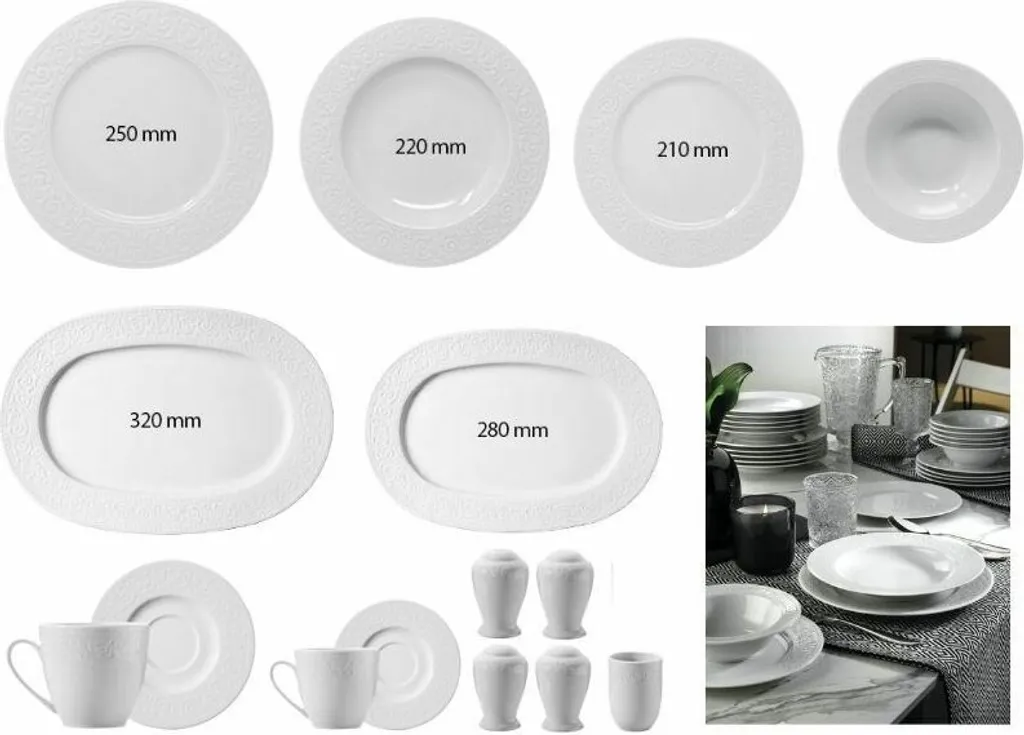 Kütahya Porselen 83 Teilig Acelya Tafelservice Porzellan Essservice 12 Personen – Bild 13