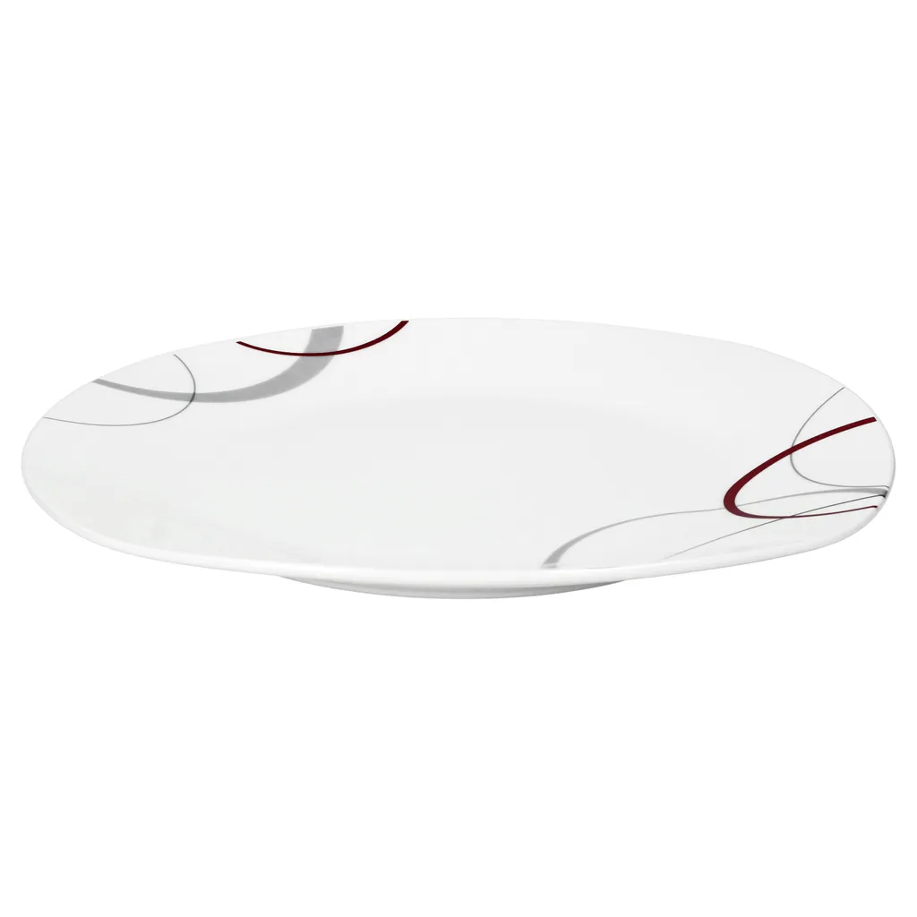 Tafelservice Palazzo 12tlg. - Weiß MitNachbildung-Kreisen In Grau Und Dunkelrot - Für 6 Personen – Bild 3