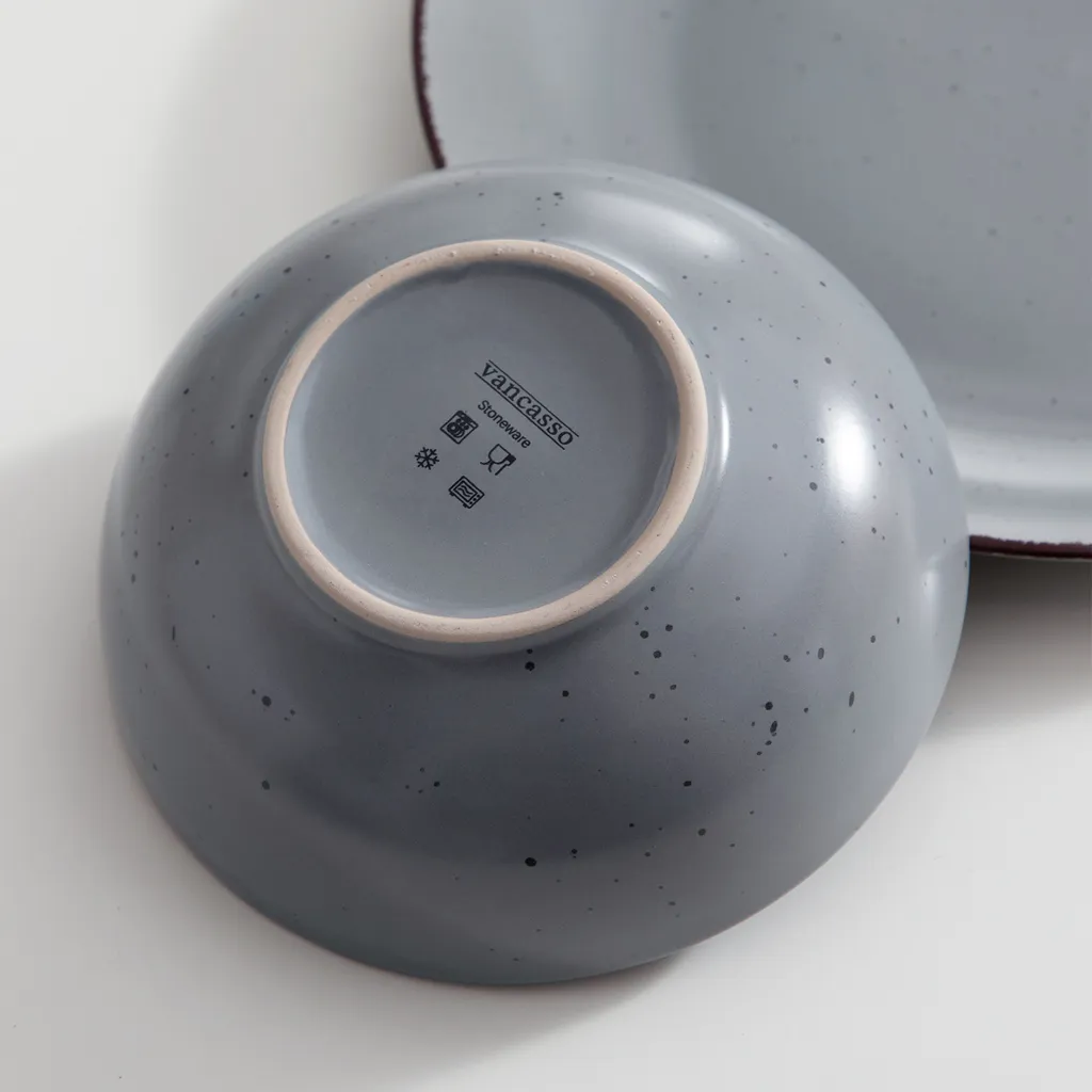 Tafelservice Steingut, Vancasso MODA Geschirrset, Vintage Aussehen, 16-teiliges Kombiservice Mit Je 4 Speisetellern, Kuchentellern, Schalen Und Becher – Bild 5