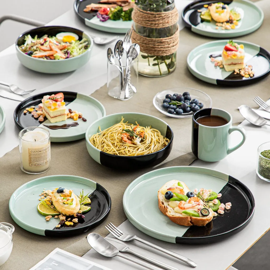 Vancasso Aria Tafelservice Für 8 Personen (32-teilig) Mit Tellern, Schalen Und Tassen, Schwarz Und Türkis – Bild 5