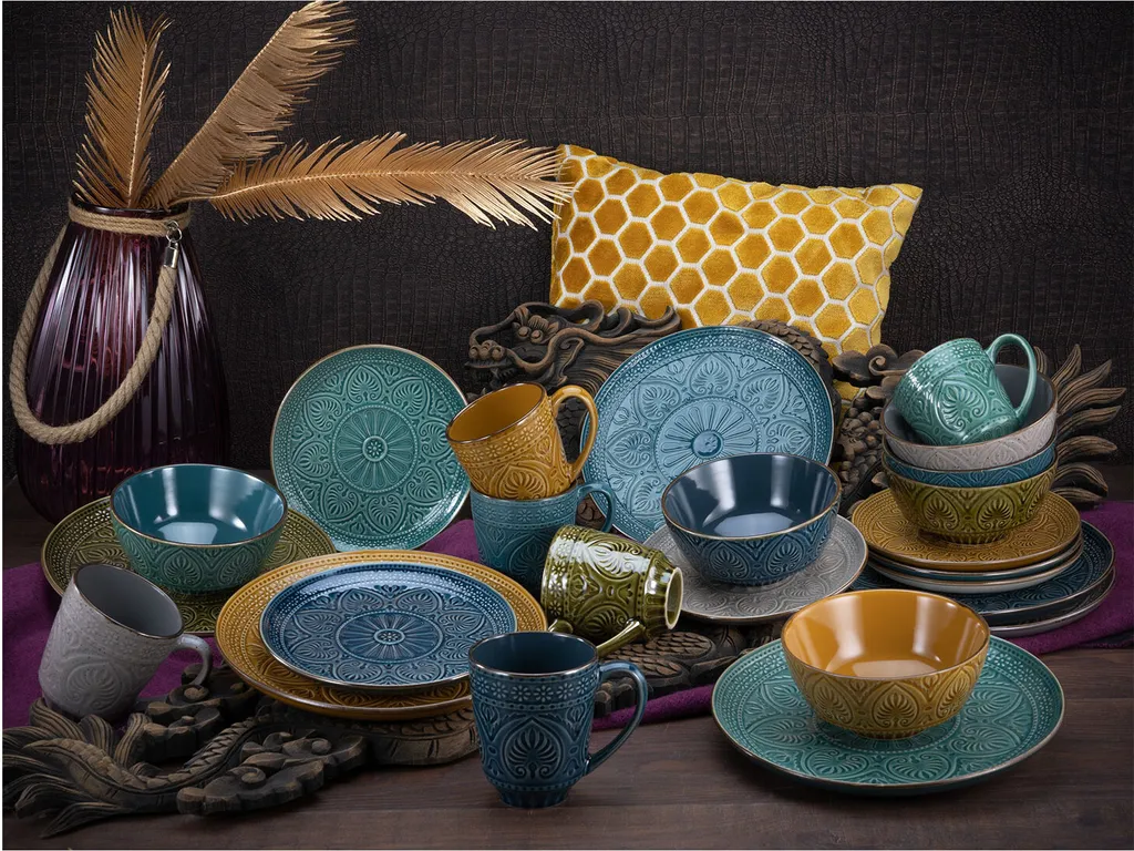 CreaTable 22561 Kombiservice Samarkand Für 4 Personen, Steinzeug, Mehrfarbig (1 Set, 16-teilig) – Bild 3