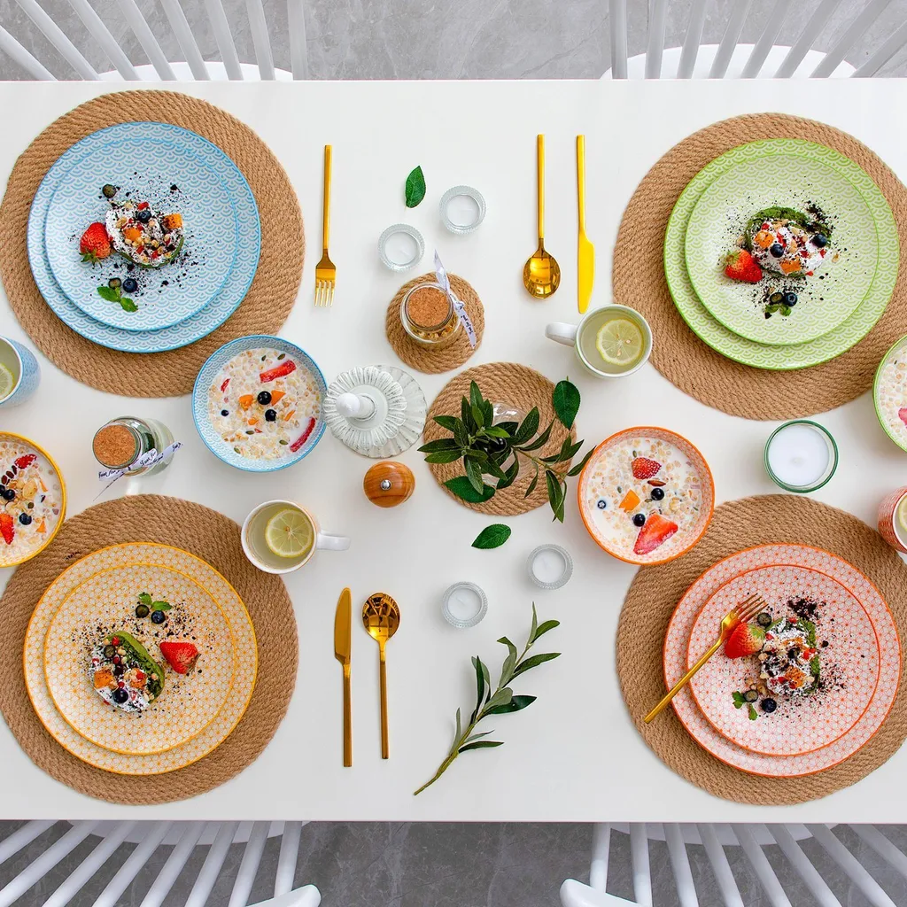 Vancasso Natsuki 16-teilig Porzellan Kombiservice, Mit Je 4 Speiseteller Ø 27 Cm, Dessertteller Ø 21,5 Cm, Müslischalen Ø 15,2 Cm Und Kaffeebecher 380 Ml – Bild 6