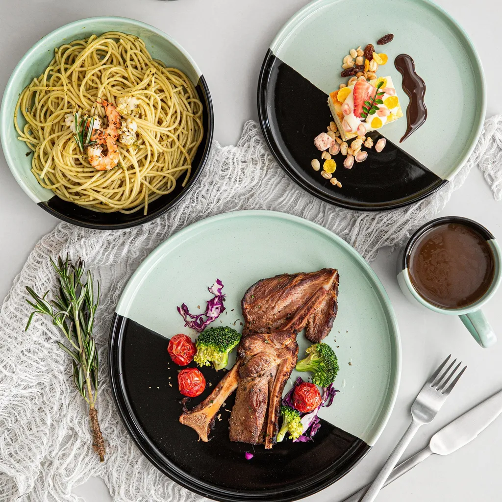 Vancasso Aria Tafelservice Für 8 Personen (32-teilig) Mit Tellern, Schalen Und Tassen, Schwarz Und Türkis – Bild 4