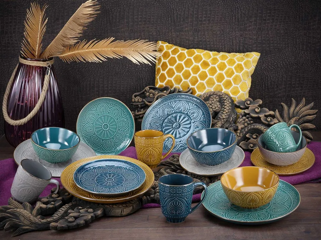 CreaTable 22561 Kombiservice Samarkand Für 4 Personen, Steinzeug, Mehrfarbig (1 Set, 16-teilig) – Bild 2