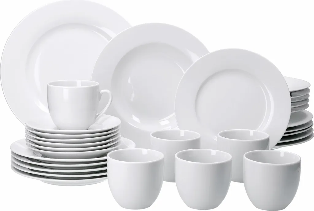 Van Well Trend 30-tlg. Kombiservice Weiß Für 6 Personen, Tafelservice + Kaffeeservice