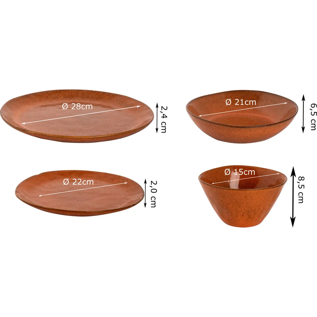 1 X Palmer Rustique Keramik Tafel Service Set 24 Tlg. 6 Pers. Rost – Bild 2