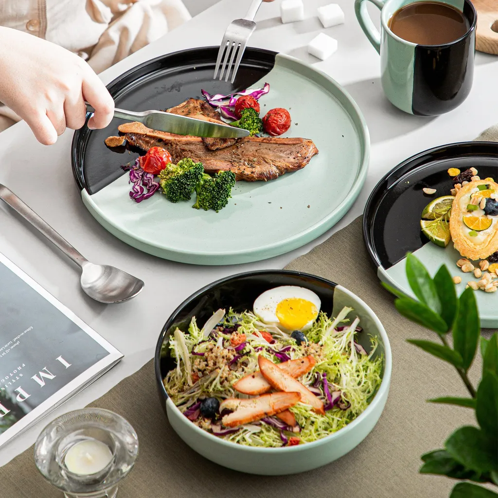 Vancasso Aria Tafelservice Für 8 Personen (32-teilig) Mit Tellern, Schalen Und Tassen, Schwarz Und Türkis – Bild 3